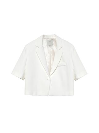 QUZU Kısa Kol Crop Blazer Ceket Ekru