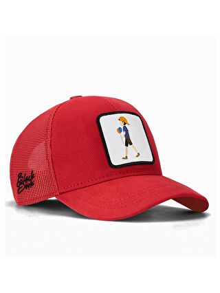 BlackBörk Beyaz V1 Trucker Kids Çocuk - 1bs Kod Logolu Unisex Kırmızı Çocuk Şapka (CAP)