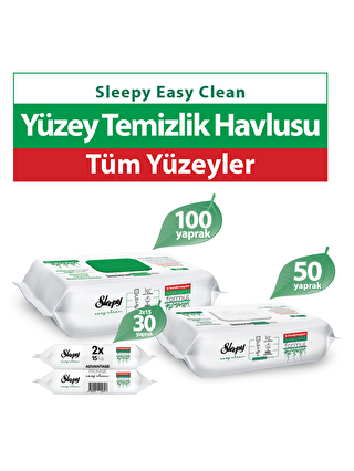 Sleepy Easy Clean Yüzey Temizlik Havlusu 100+50+2x15 (180 Yaprak)