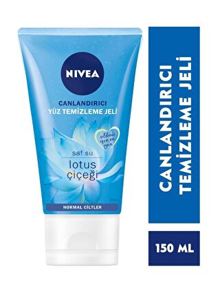 NIVEA Canlandırıcı Yüz Temizleme Jeli Normal/Karma Cilt 150 ml, E Vitamini, Saf Su & Lotus Çiçeği