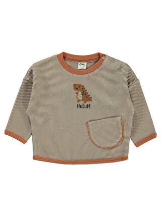 Civil Baby Erkek Bebek Sweatshirt 6-18 Ay Koyu Bej