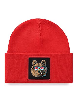 BlackBörk V1 Akrilik Ayı - 3SK Kod Loogolu Unisex Kırmızı Bere (Beanie)