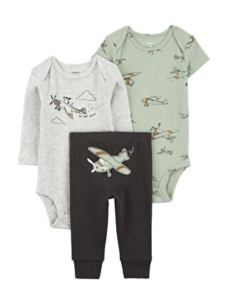 Carter's Karışık Erkek Bebek Body Pantolon Set 3'lü Paket