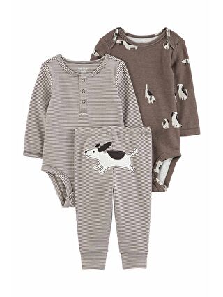 Carter's Kahverengi Erkek Bebek Body Pantolon Set 3'lü Paket