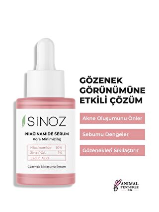 Sinoz Gözenek Sıkılaştırıcı Sebum Dengeleyici Sivilce Karşıtı Serum Niacinamide 10% + Zinc Pca 1% 30 Ml