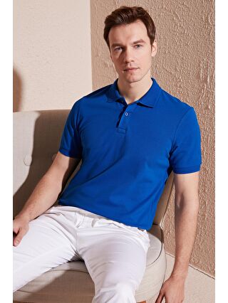 Buratti Mavi Pamuklu Regular Fit Düğmeli Polo Yaka T Shirt 5902739