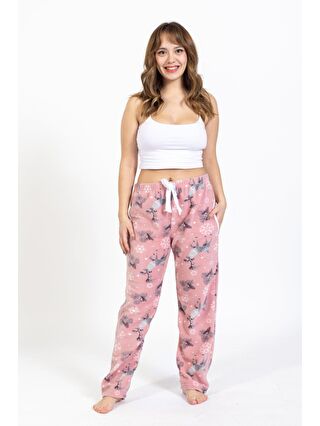 WAYNAP Pembe Kadın Polar Kışlık Pijama Alt