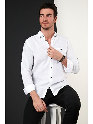 Buratti Beyaz % 100 Pamuklu Slim Fit Uzun Kollu Gömlek CF21S111498