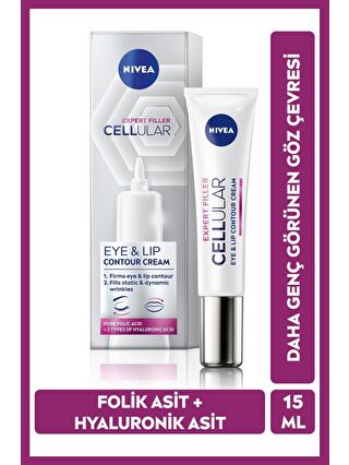 NIVEA Cellular Expert Filler Yaşlanma Karşıtı Göz Bakım Kremi 15 ml, Hyaluronik Asit Ve Folik Asit