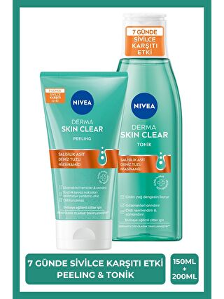 NIVEA Derma Skin Clear Sivilce Karşıtı Yüz Temizleme Peeling150ml ve Tonik200ml, Salisilik Asit,Niasinamid