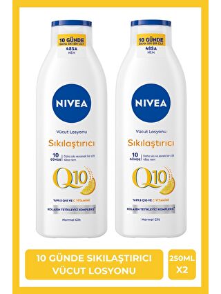 NIVEA Q10 Sıkılaştırıcı Vücut Losyonu 250ml, C Vitamini, Nemlendirici, Esnek ve Elastik Cilt, X2Adet