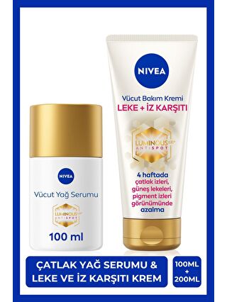 NIVEA Luminous630 Çatlak Karşıtı Yağ Serumu 100ml ve Leke İz Karşıtı Vücut Bakım Kremi 200ml, X2 Adet