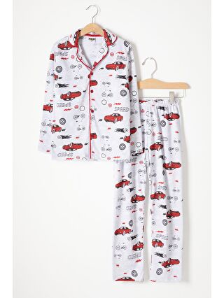 Pijakids Gri Araba Desenli Erkek Çocuk Pijama Takımı 16328