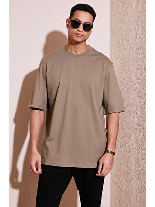 Buratti Kahverengi Pamuklu Oversize Bisiklet Yaka Basic T Shirt 5902365