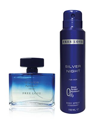 Free Love Silver Night EDP Erkek Parfüm 100 ml ve Deodorant 150 ml