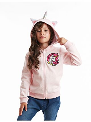 Denokids Karışık Unicorn Kapüşonlu Kız Çocuk Sweatshirt