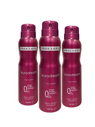 Free Love Eurodream Kadın Deodorant 150 ml 3 Adet