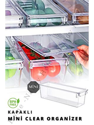 Nandy Home Renksiz KAPAKLI MİNİ Tall Clear Buzdolabı & Dolap İçi Düzenleyici Organizer