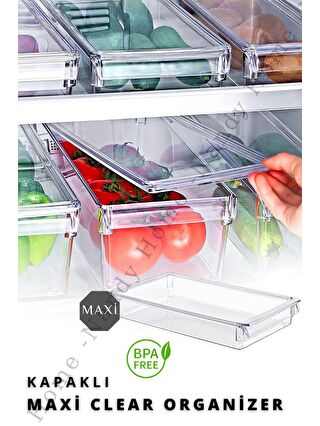 Nandy Home Renksiz KAPAKLI MAXİ New Clear Buzdolabı & Dolap İçi Düzenleyici Organizer