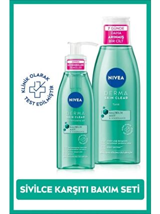 NIVEA Derma Skin Clear Niasinamid Yüz Temizleme Jeli 150 ml Ve Tonik, Sivilce Karşıtı, Bez Çanta Hediye