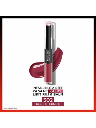 L'Oreal Paris Infaillible 2-Step 24 Saat Kalıcı Likit Ruj & Balm - 302 Rose Eternite