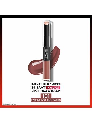 L'Oreal Paris Infaillible 2-Step 24 Saat Kalıcı Likit Ruj & Balm - 101 Everlasting Paris