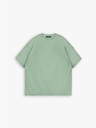 ablukaonline Erkek Oversize Basic T-Shirt Açık Yeşil