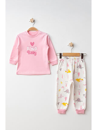 MYHANNE Pembe Dino Baby Baskılı Pamuklu Pijama Takımı 45166