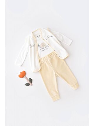 BabyCosy Organic Wear Karışık Kaplumbağa Yelek Seti Ekru