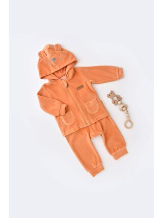 BabyCosy Organic Wear Karışık Kapüşonlu Kadife Pantolon Ve Uzun Kollu Gömlek Takım