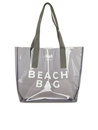 Bagmori Gri Beach Bag Baskılı Şeffaf Plaj Çantası