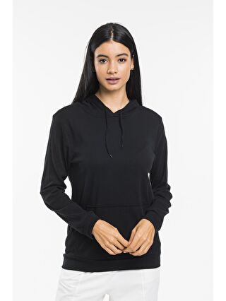 Süperlife Siyah Kadın Kapüşonlu Oversize Fit Sweatshirt spr21k55