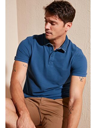 Buratti İndigo % 100 Pamuk Düğmeli Regular Fit Polo T Shirt 5902134