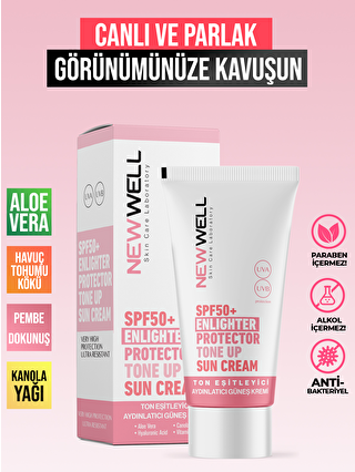 New Well Ton Eşitleyici SPF 50+ Aydınlatıcı Pembe Yüz Güneş Kremi