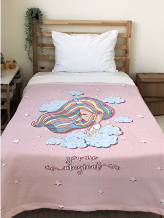 EVMİLA Karışık Unicorn Desenli Soft Baskılı Tek Kişilik 150x220 Cm Battaniye