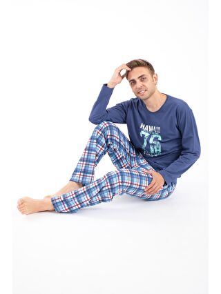 TAMPAP İndigo Erkek Baskılı Pijama Takımı Uzun Kollu 2170