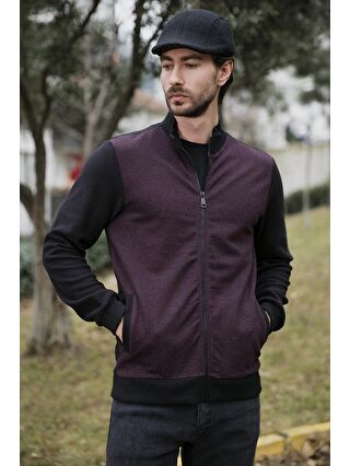 Buratti Bordo Pamuklu Regular Fit Fermuarlı Dik Yaka Hırka 5905055