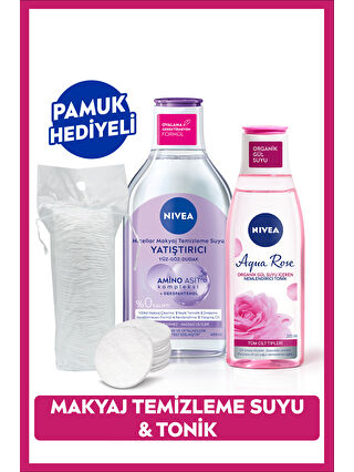 NIVEA Yatıştırıcı Micellar Makyaj Temizleme Suyu 400ml ve Aqua Rose Organik Gül Suyu Nemlendirici Tonik