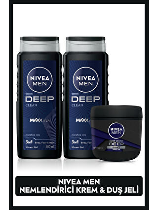 NIVEA MEN Erkek Nemlendirici El ve Vücut Kremi Deep Impact 400ml ve Duş Jeli Deep Dimension 500ml X2 Adet