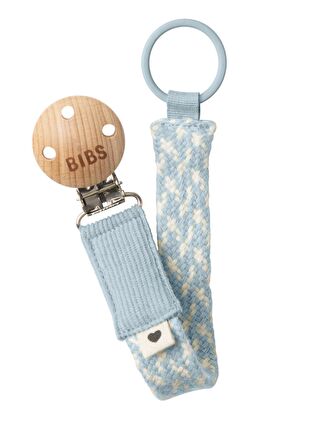 BİBS Paci Braid Emzik Askısı-Baby Blue/Ivory