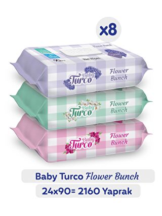 Baby Turco Flower Bunch Islak Havlu 24x90 (2160 Yaprak)