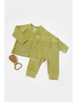 BabyCosy Organic Wear Yeşil Kadife Alt & Üst Takım