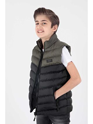 ahengim Haki Erkek Çocuk Moda Trendi Kapüşonsuz Şişme Yelek Ak217980