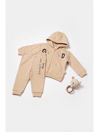 BabyCosy Organic Wear Bej Kapüşonlu Ceket & Pantolon