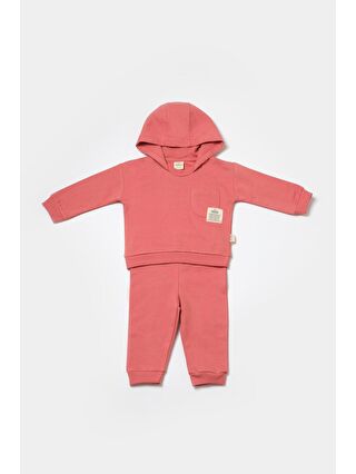 BabyCosy Organic Wear Pembe Kapüşonlu Sweatshirt & Pantolon Seti