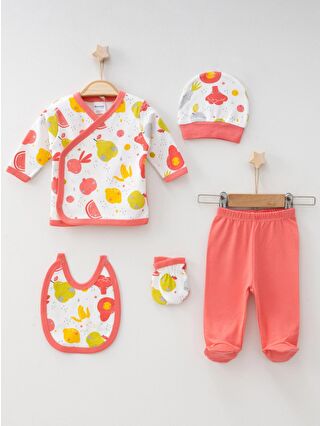 MYHANNE Kırmızı Meyve Sebze Desenli 5'li Bebe Set 6256