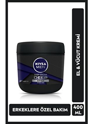 NIVEA Men El Ve Vücut Kremi Deep Impact 400 ml, Normal Ciltler için Nemlendirici