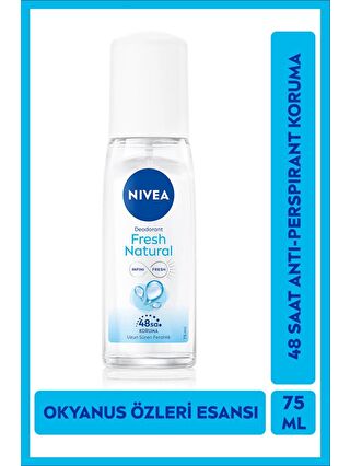 NIVEA Kadın Pump Sprey Deodorant Fresh Natural 48 Saat Deodorant Koruması 75 ml, 48 Saat Koruma