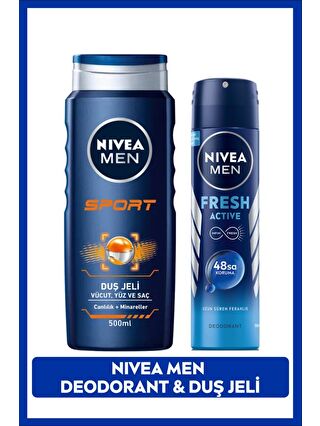 NIVEA Fresh Active Erkek Deodorant Sprey 150 ml + Duş Jeli Sport 500 ml Avantajlı Paket