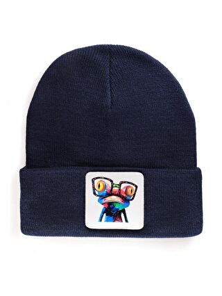 BlackBörk V1 Akrilik Bukalemun - 1 Kod Logolu Unisex Lacivert Bere (Beanie)